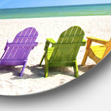 Adirondack Beach Chairs' Seashore Photo Circle Metal Wall Art
