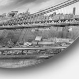 Gray Manhattan Skyline' Cityscape Photography Circle Metal Wall Art