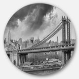 Gray Manhattan Skyline' Cityscape Photography Circle Metal Wall Art