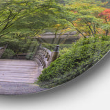 Foggy Dawn in Japanese Garden' Landscape Photography Circle Metal Wall Art