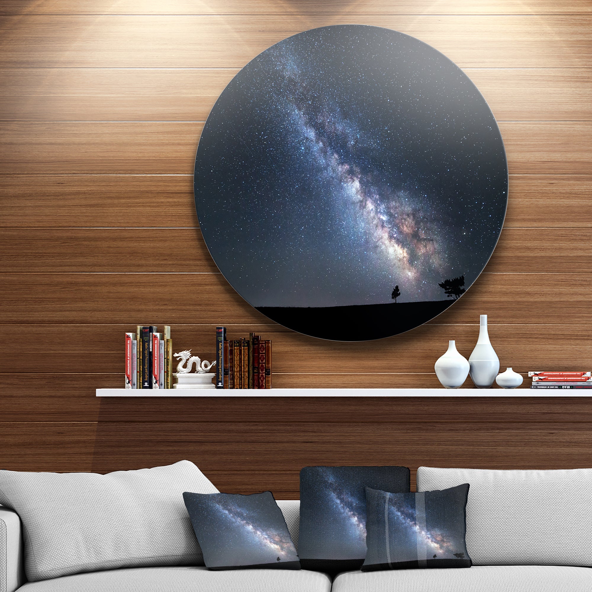 Summer Night with Stars in Crimea' Circle Landscape Circle Metal Wall Art
