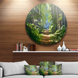 Bright Green Forest in Morning' Landscape Oversized Circle Wall Art