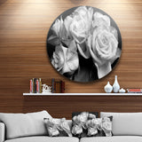 Bunch of Roses Black and White' Ultra Vibrant Floral Metal Circle Wall Art