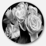 Bunch of Roses Black and White' Ultra Vibrant Floral Metal Circle Wall Art