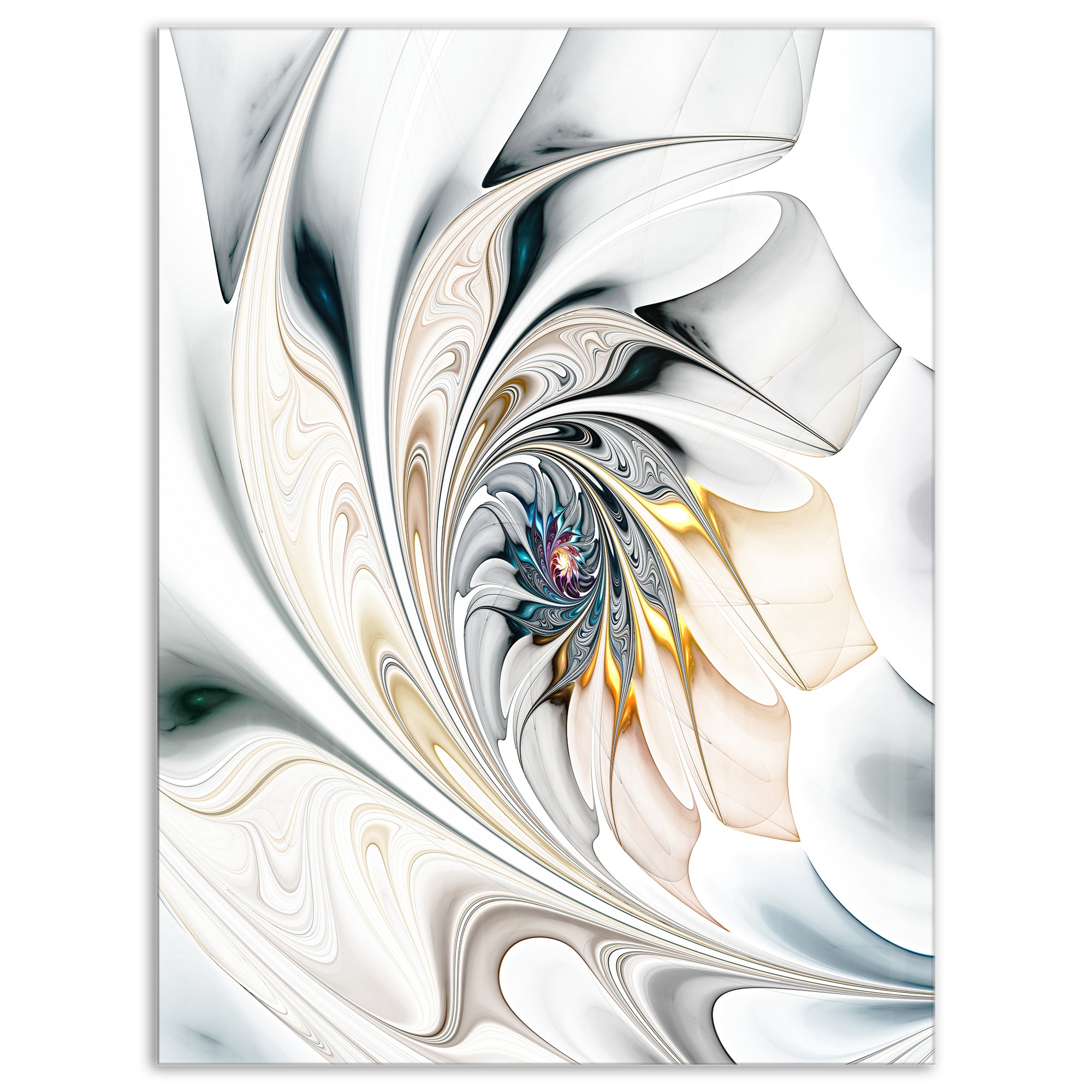 White Stained Glass Floral Wall Art