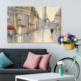Designart 'Love in Paris III' Romantic French Country  Premium Canvas Wall Art - 36x28 - 3 Panels