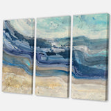 Designart 'Coast Blue Sea Waves Watercolour' Modern Farmhouse Canvas Art - 36x28 - 3 Panels