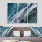 Designart 'Splash Blue Indigo' Modern Canvas Artwork - 36x28 - 3 Panels