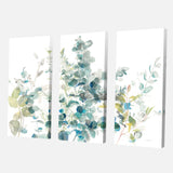 Designart 'Eucalyptus Natural Element' Farmhouse Canvas Art - 36x28 - 3 Panels