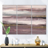 Designart 'Purple Glam Storm IV' Glam & Shabby Chic Gallery-wrapped Canvas - 36x28 - 3 Panels