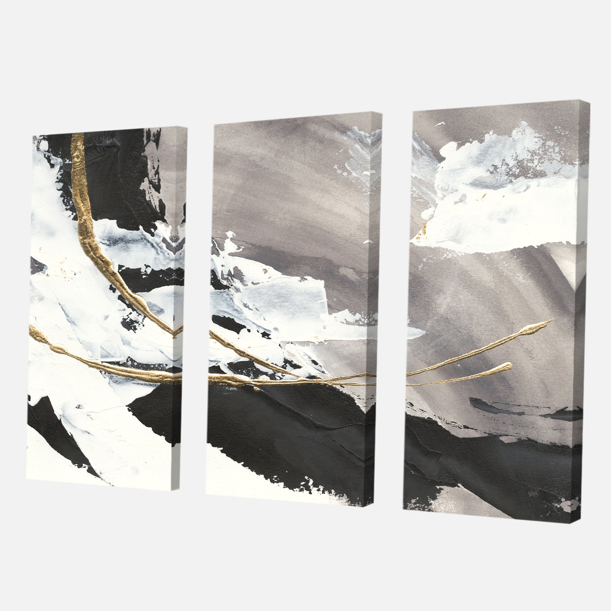 Designart 'Glam Painted Arcs II' Transitional Canvas Artwork - 36x28 - 3 Panels