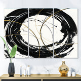 Designart 'Gold Metallic Circle' Modern Glam Gallery-wrapped Canvas - 36x28 - 3 Panels
