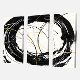 Designart 'Gold Metallic Circle' Modern Glam Gallery-wrapped Canvas - 36x28 - 3 Panels