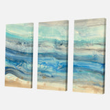 Designart 'Ocean Mineral Waves' Beach Canvas Art - 36x28 - 3 Panels