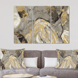 Designart 'Painted Gold Stone' Cabin & Lodge Canvas Art - 36x28 - 3 Panels