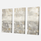 Designart 'Gray Abstract Watercolor' Contemporary Gallery-wrapped Canvas - 36x28 - 3 Panels