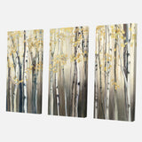 Designart 'Golden Birch Forest I' Landscapes Premium Canvas Wall Art - 36x28 - 3 Panels