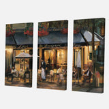 Designart 'La Brasserie of Champs-Élysées Paris' French Country Gallery-wrapped Canvas - 36x28 - 3 Panels