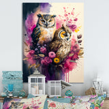 Cute Owls Floral Art I