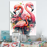 Cute Flamingos Floral Art I
