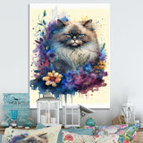 Cute Persian Cat Floral Art II