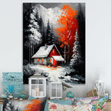 Monochrome Orange Cottage In Winter I