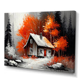 Monochrome Orange Cottage In Winter IX
