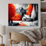 Monochrome Orange Cottage In Winter II