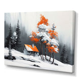 Monochrome Orange Cottage In Winter IV