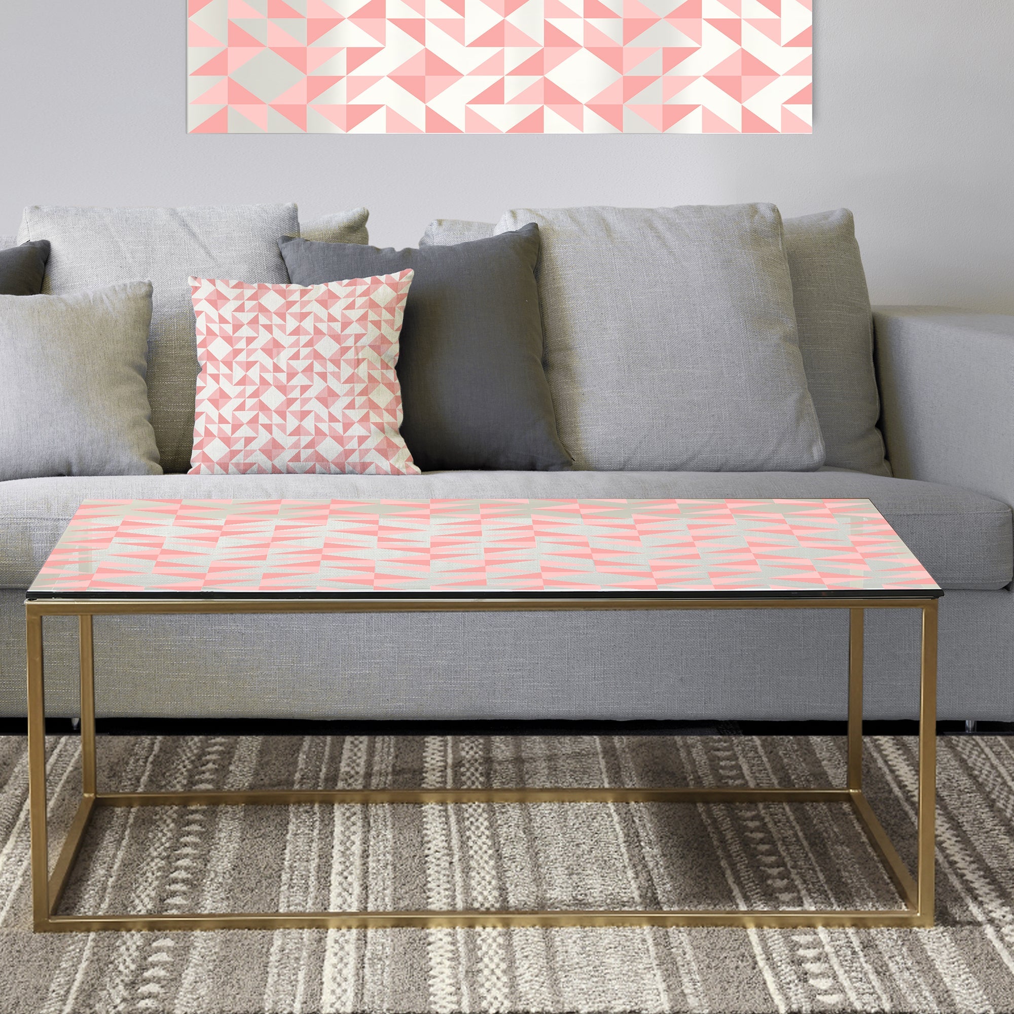 Abstract geometric pattern, patchwork quilting - Metal Glam Coffee Table