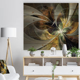 Symmetrical Gold Fractal Flower - Floral Print on Natural Pine Wood - 20x15