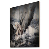 Angel Resting By Crashing Waves - Abstract Print on Natural Pine Wood - 15x20