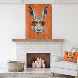 Funny Rabbit with Sunglasses - Animal Print on Natural Pine Wood - 15x20