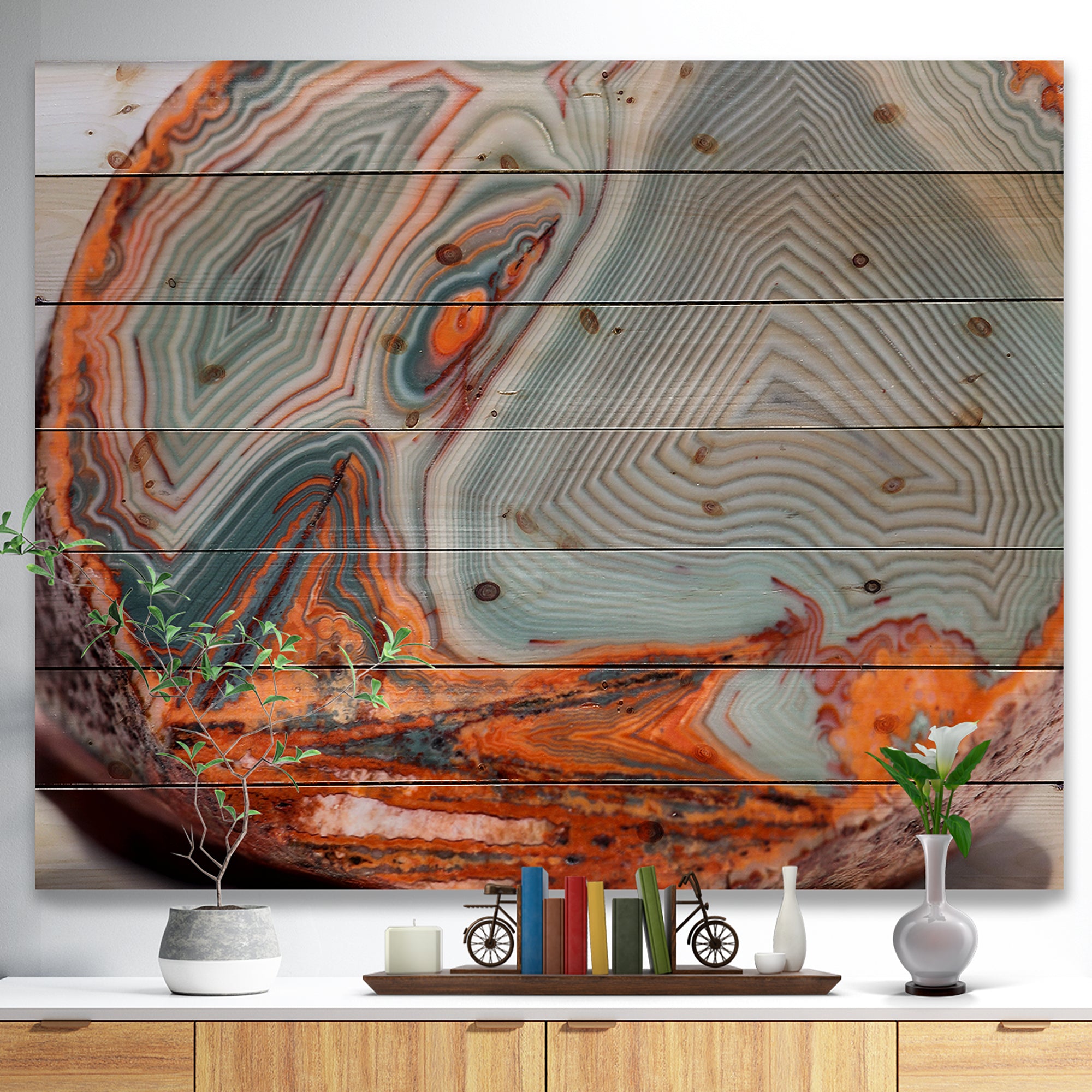 Beautiful Lake Superior Agate - Abstract Print on Natural Pine Wood - 20x15
