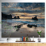 Beautiful Porthcothan Bay - Seashore Print on Natural Pine Wood - 20x15