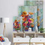 Abstract Floral Watercolor Painting - Floral Print on Natural Pine Wood