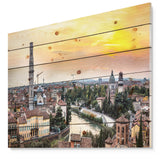 Verona at Sunset in Italy - Cityscape Print on Natural Pine Wood - 20x15
