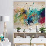 Brush Stroke Colorful Oil Painting - Contemporary Painting Print on Natural Pine Wood - 20x15