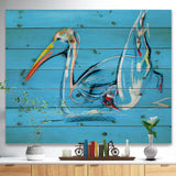 Pelican painting - Animals Sketch Painting Print on Natural Pine Wood - 20x15