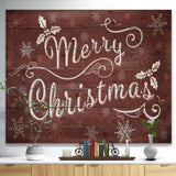 Merry Christmas Season Greetings on Red - Print on Natural Pine Wood - 20x15