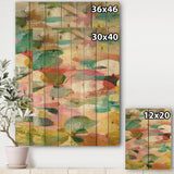 Abstract Pastel Flower Painting with Pink and Blue - Cabin & Lodge Print on Natural Pine Wood