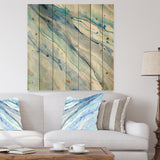 Blue Silver Spring II - Modern Lake House Print on Natural Pine Wood - 16x16