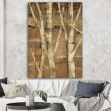 Natural Birch Forest II - Traditional Print on Natural Pine Wood - 15x20