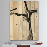 Abstract Neutral II - Mid-Century Modern Print on Natural Pine Wood