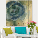 Blue Floral Poppies IV - Cottage Print on Natural Pine Wood - 16x16