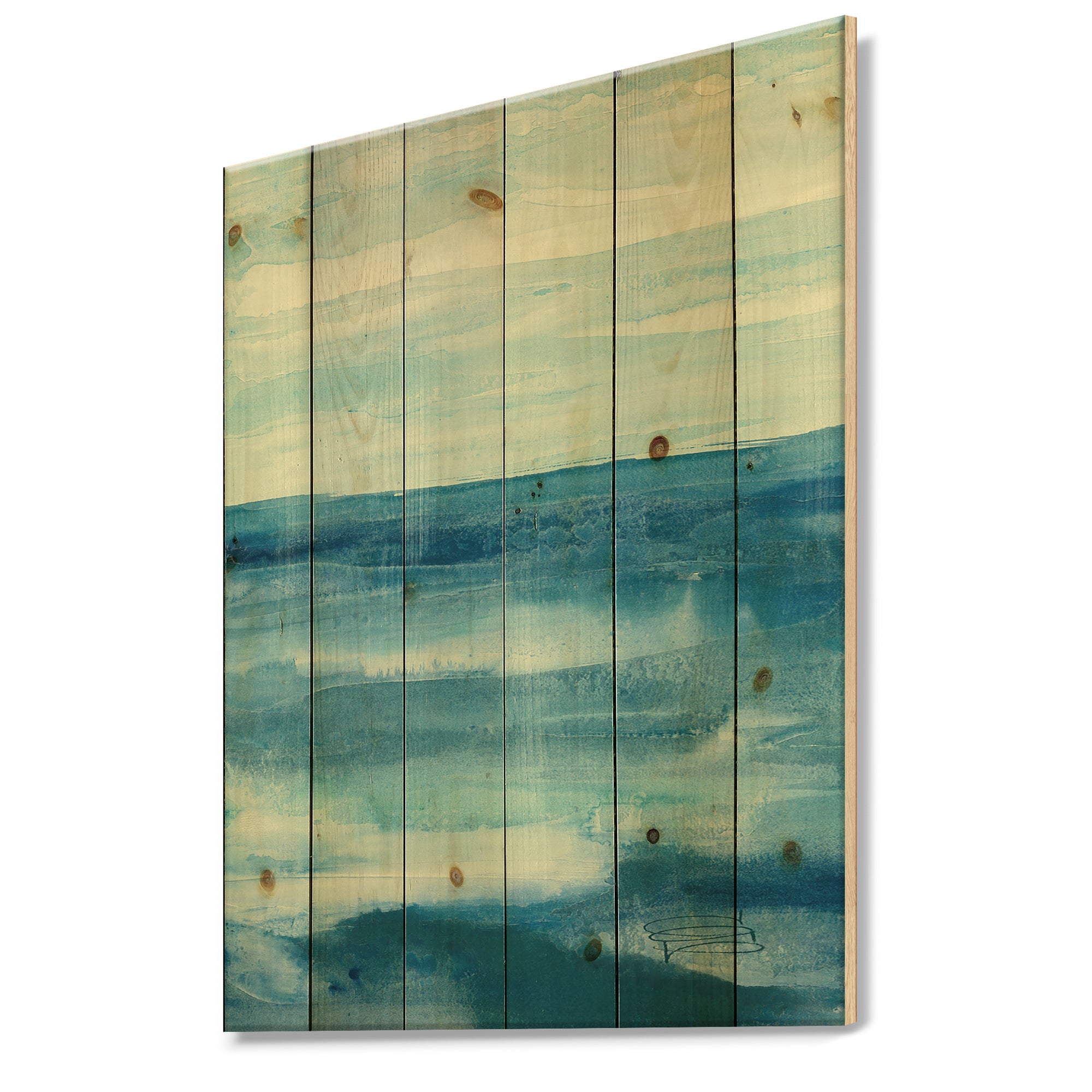 Lost in Blue Panel - Nautical & Coastal Print on Natural Pine Wood - 15x20