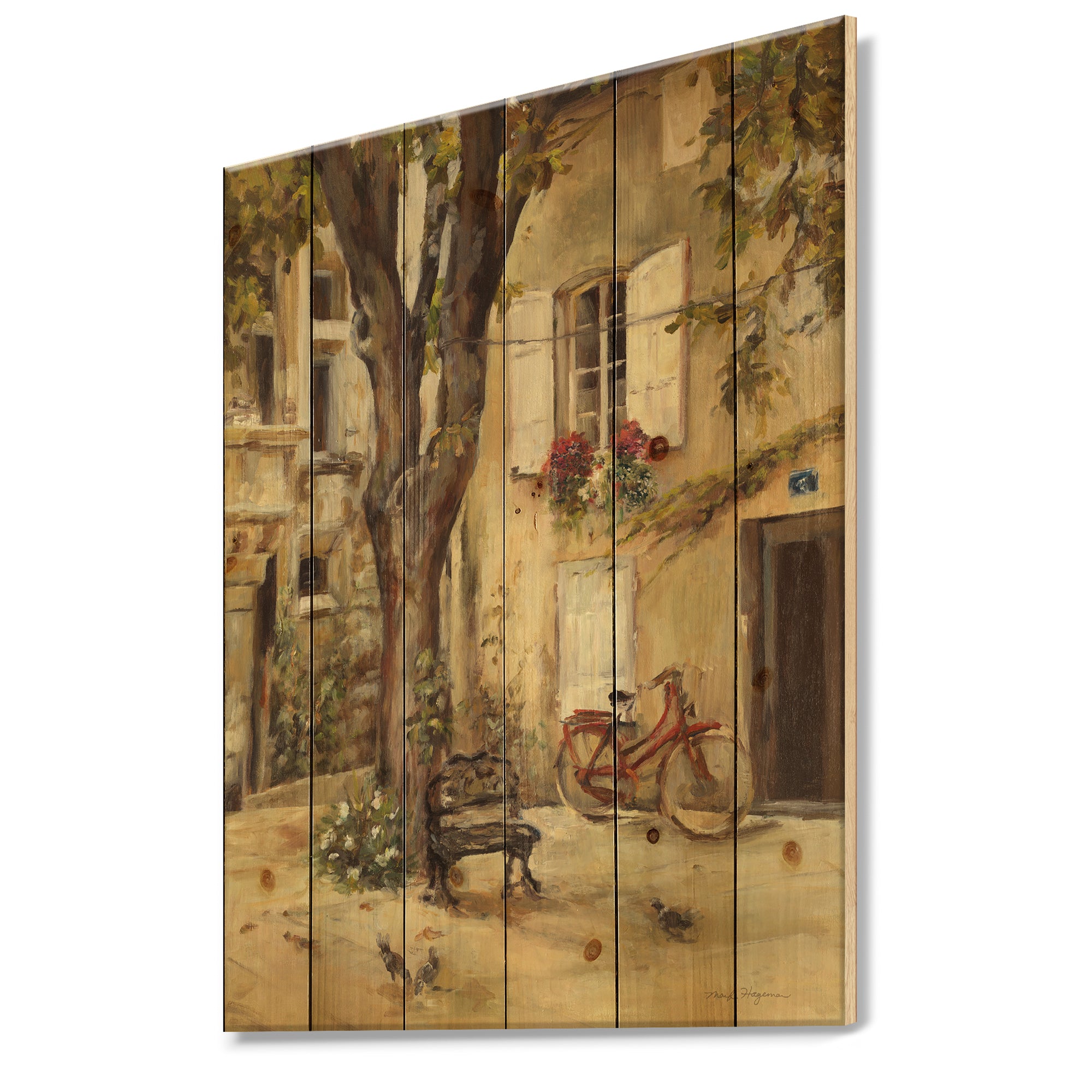 Provence French Village I - French Country Print on Natural Pine Wood - 15x20