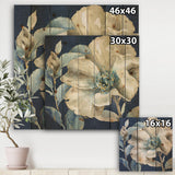 Indigold Watercolor Flower I - Farmhouse Print on Natural Pine Wood - 16x16