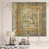 Gold Glam on Grey Tapestry II - Transitional Print on Natural Pine Wood - 16x16