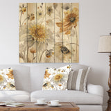 Fields of Gold Watercolor Flower VI - Traditional Print on Natural Pine Wood - 16x16